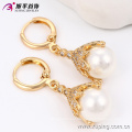 91187 Wholesale pearl earring designs beautiful white ball gold earring accessories noble diamond jewelry for women